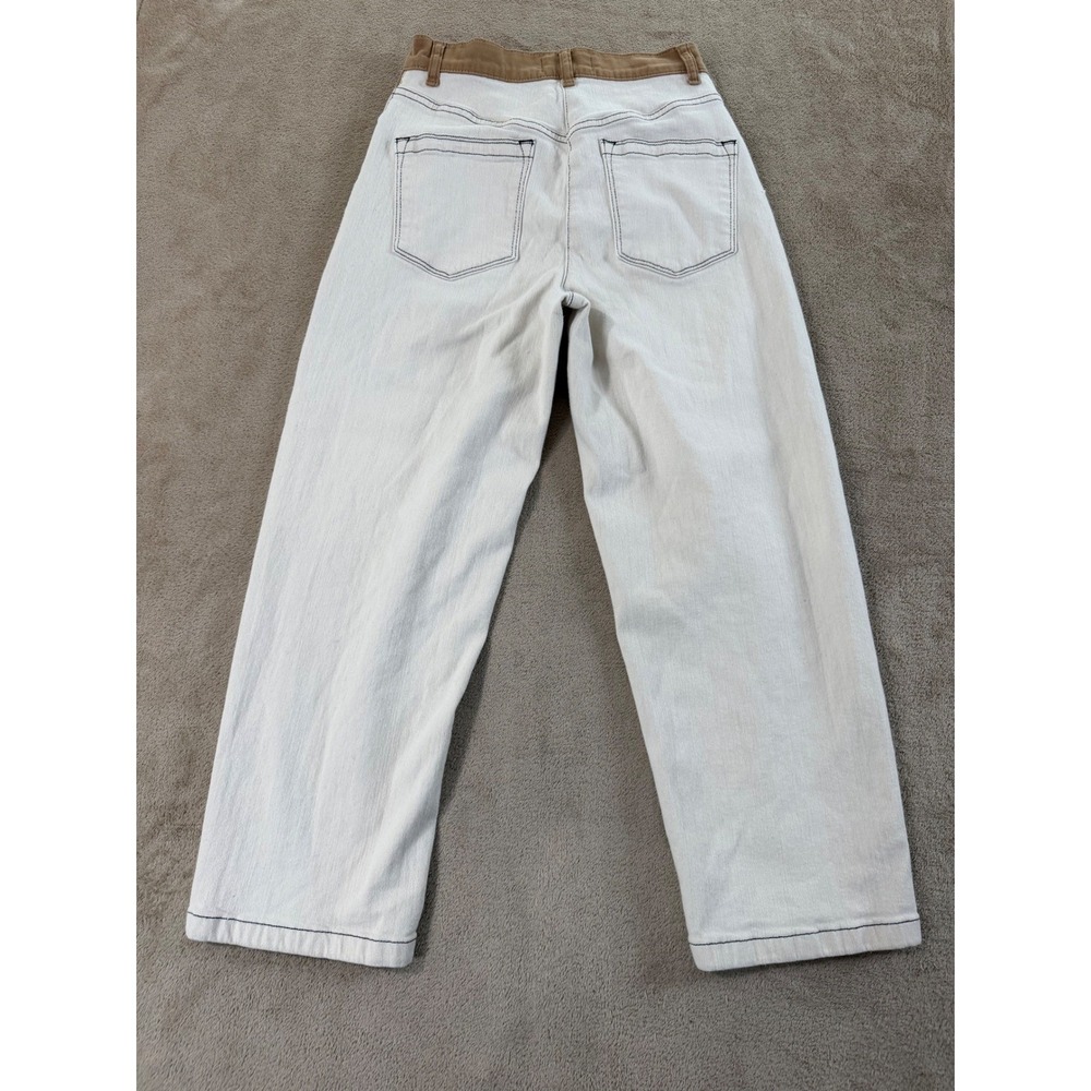 Reiss Denim Pants Maddie Women Size 27R White Colorblock Straight Leg EUC - Picture 5 of 10